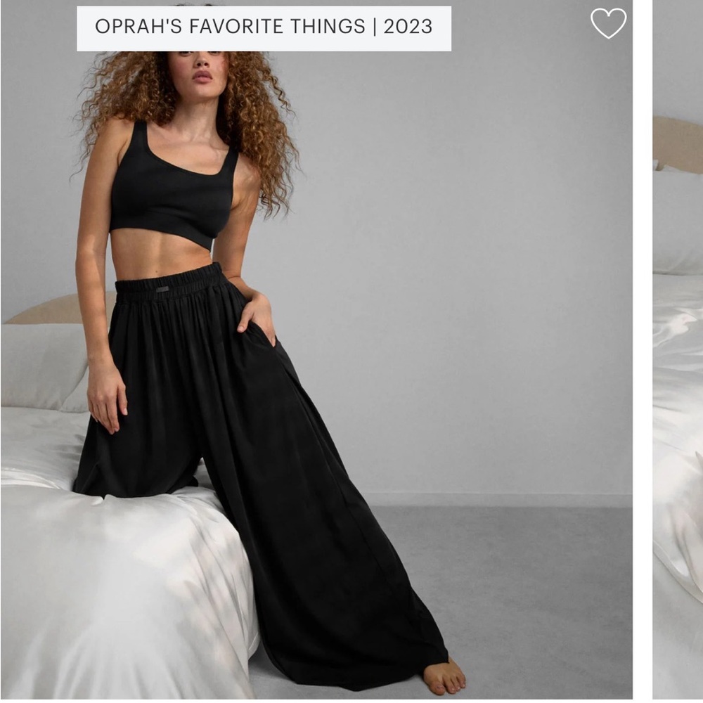 Lunya Organic Pim  Wide-Leg Pants black